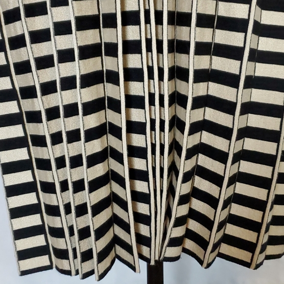 C est 1946 black knit dress pleated skirt, L - Picture 3 of 7